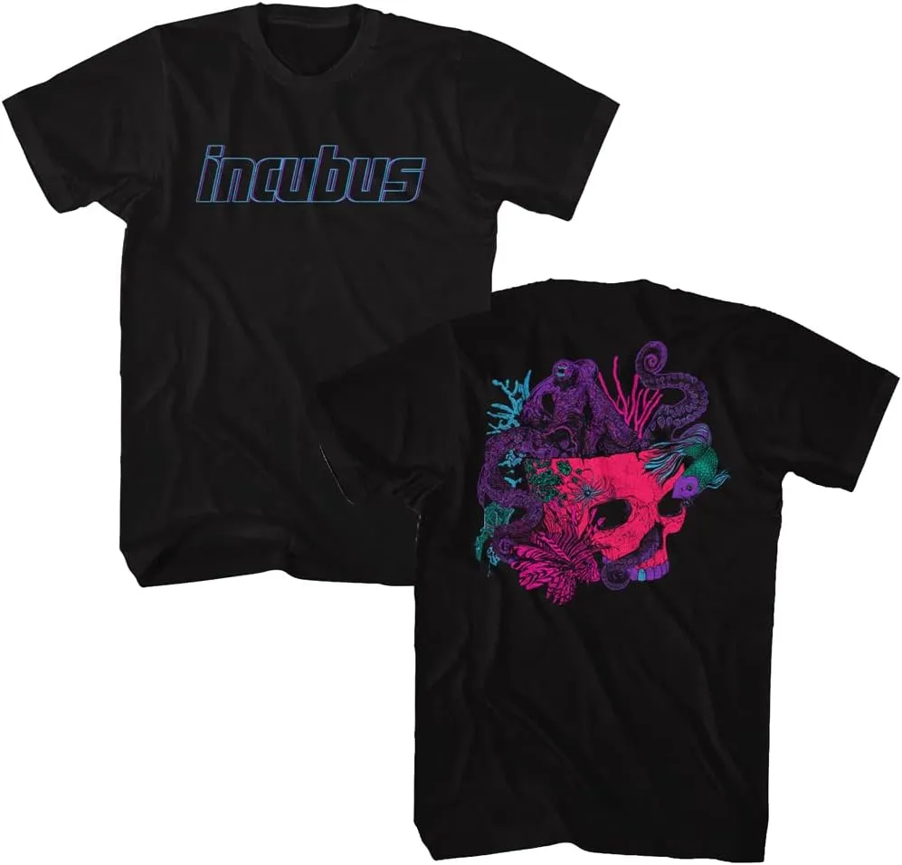 Incubus 90s Rock Band Octopus Skull Front & Back Print Adult Short Sleeve T Shirt Graphic Tees