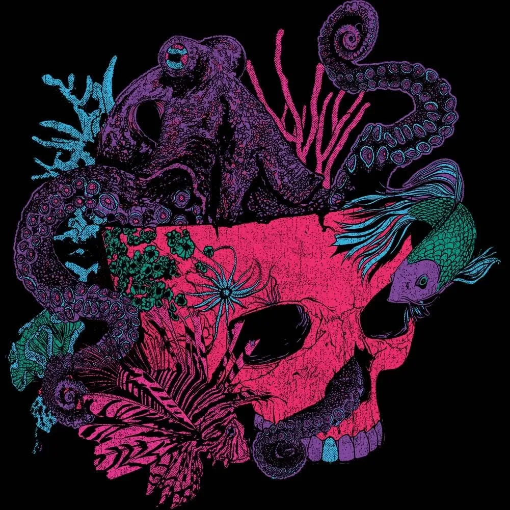 Incubus 90s Rock Band Octopus Skull Front & Back Print Adult Short Sleeve T Shirt Graphic Tees