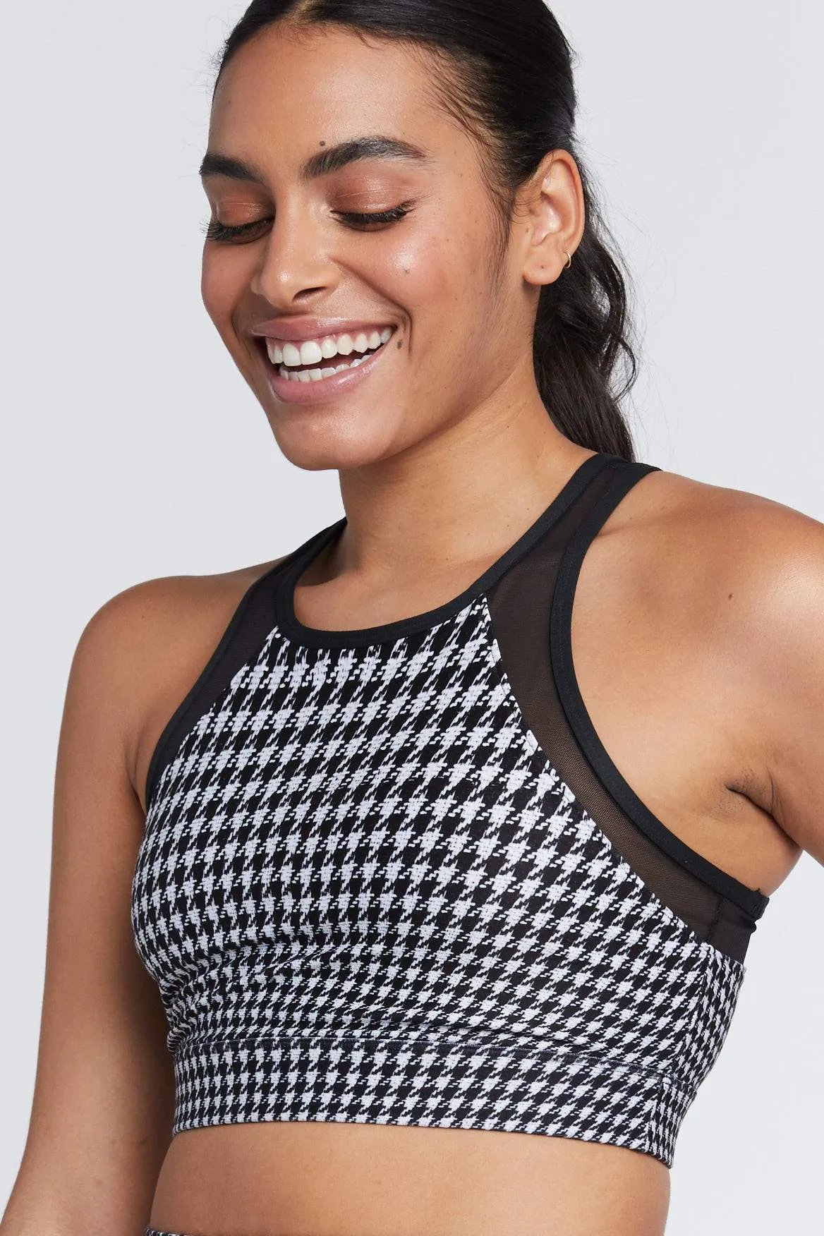 Jia Bra Black And White Houndstooth
