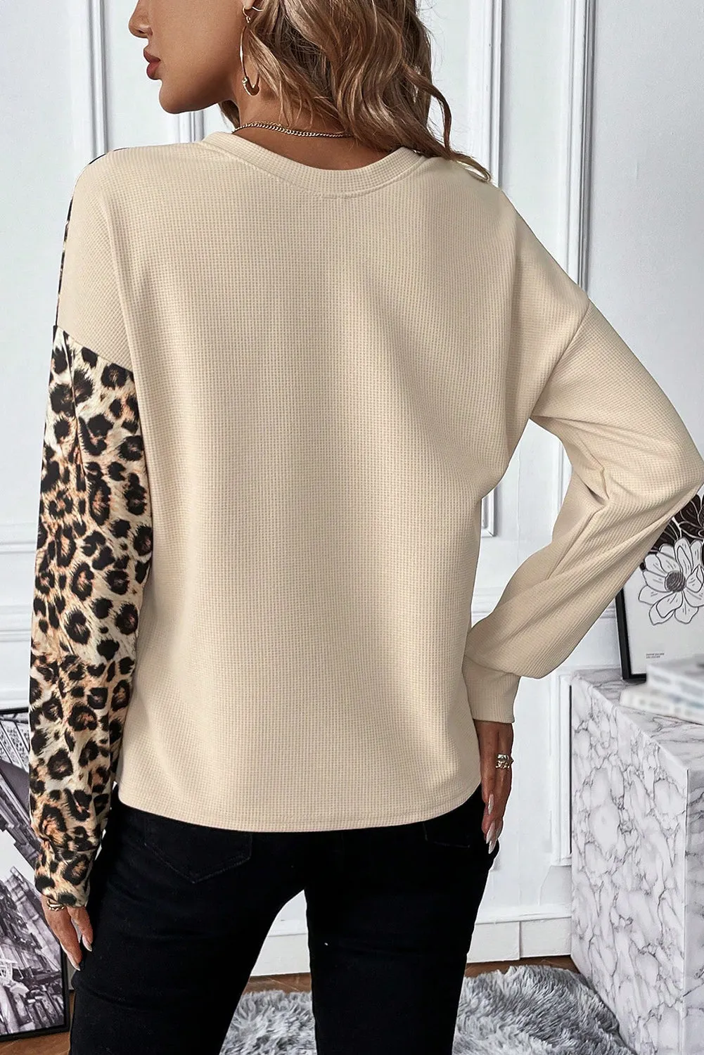 Leopard Waffle Knit Top