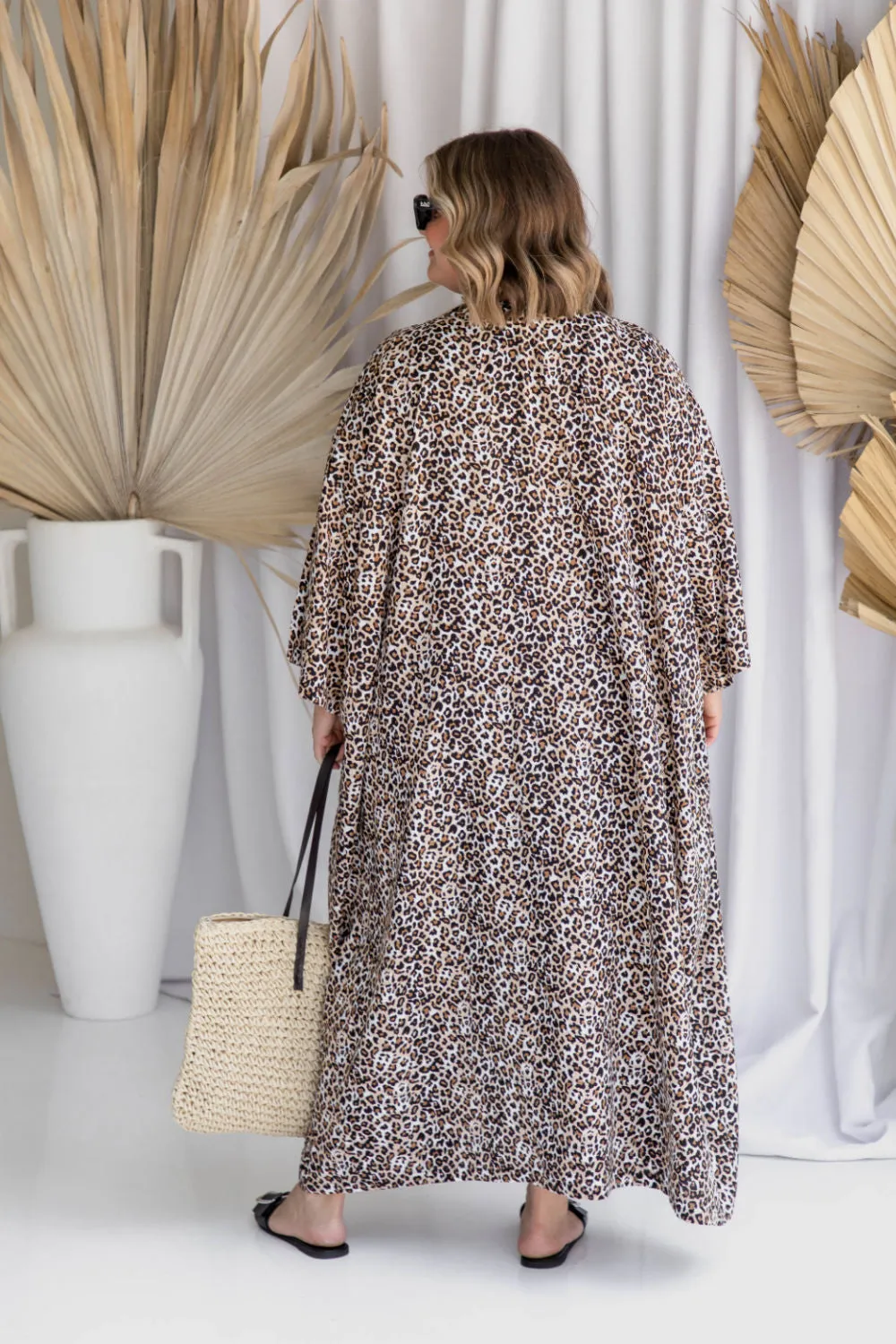Long Leopard Print Kimono