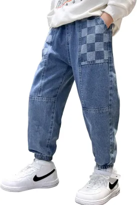 MEILONGER Boys Elastic Waist Jeans Stretch Fashion Denim Pants Size 8,10-12,14-16,18-20