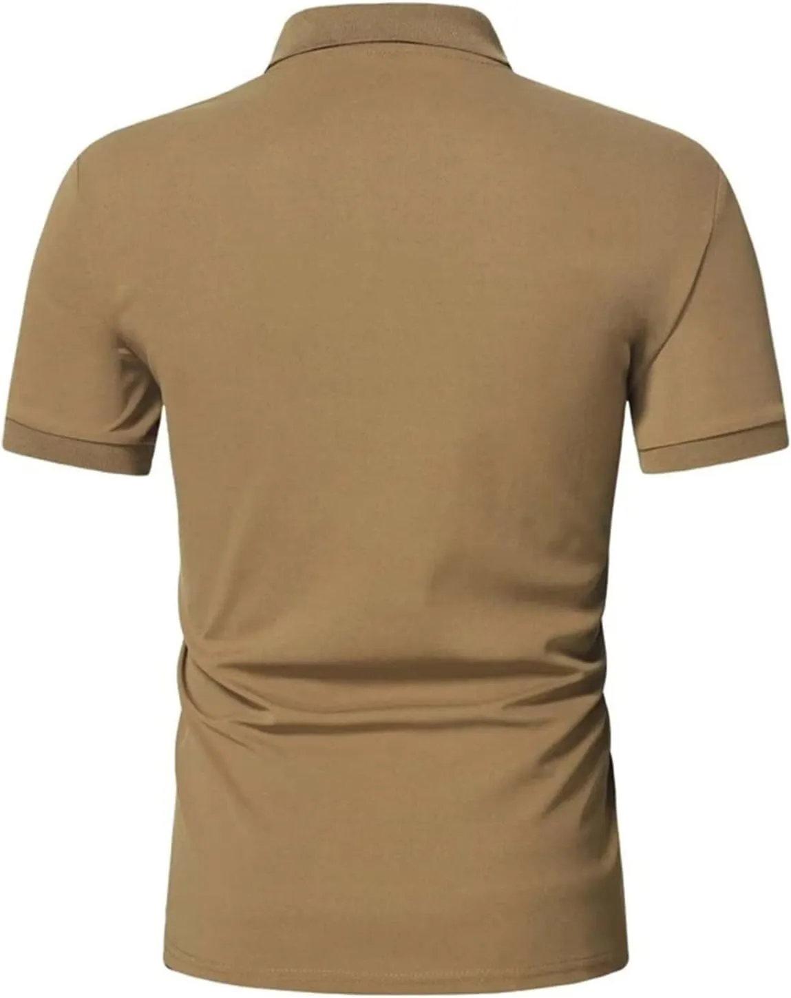 Men's Casual Solid Polo Shirts Zipper Lapel Short Sleeve Tops Classic Golf Tees Basic Golf Shirt Cotton Top