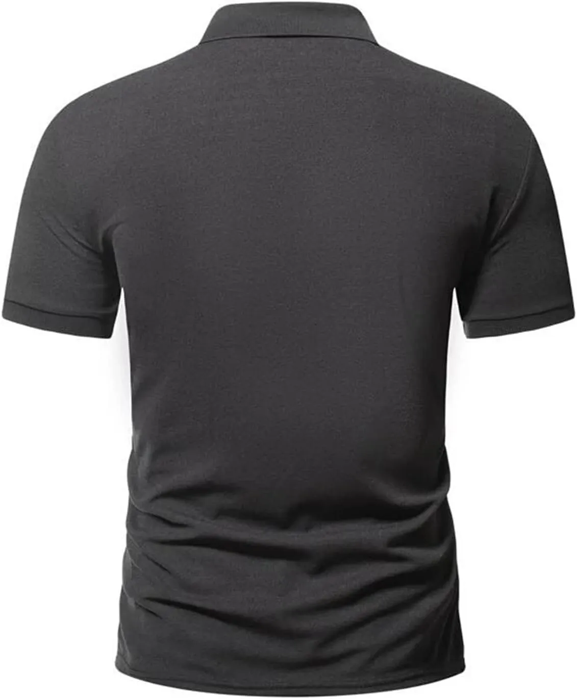 Men's Casual Solid Polo Shirts Zipper Lapel Short Sleeve Tops Classic Golf Tees Basic Golf Shirt Cotton Top