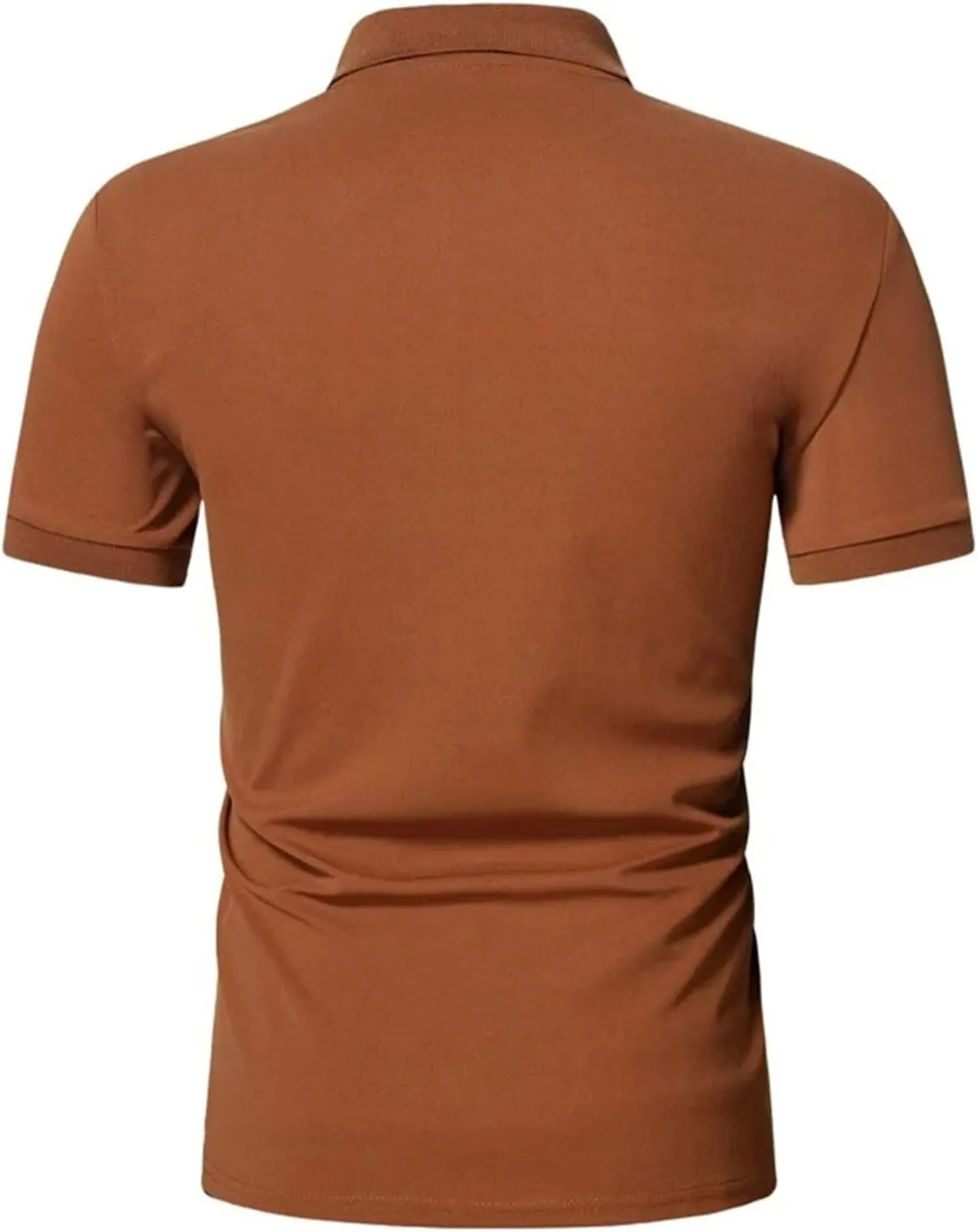 Men's Casual Solid Polo Shirts Zipper Lapel Short Sleeve Tops Classic Golf Tees Basic Golf Shirt Cotton Top