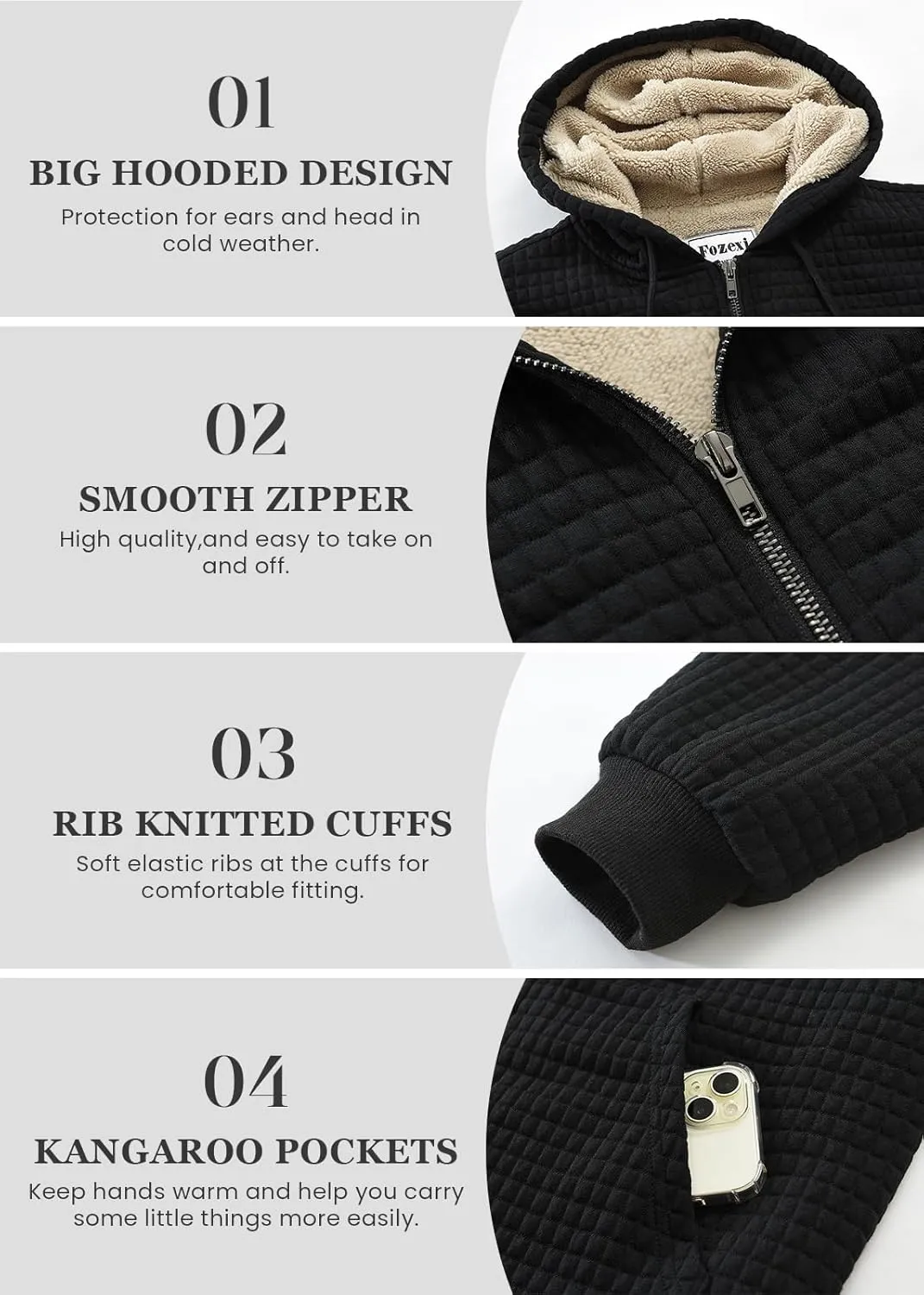 Men's Fleece Heavyweight Full Zip Hoodie Sweatshirt Jacket Hooded for Men