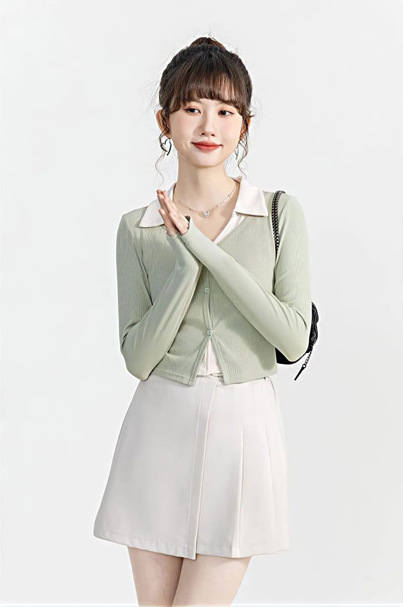 Mock Two-Piece Cropped Cardigan