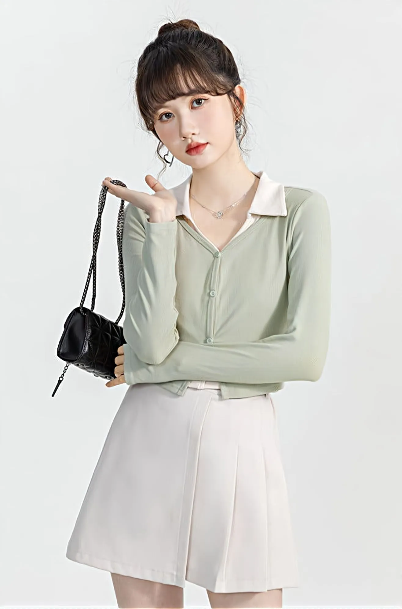 Mock Two-Piece Cropped Cardigan