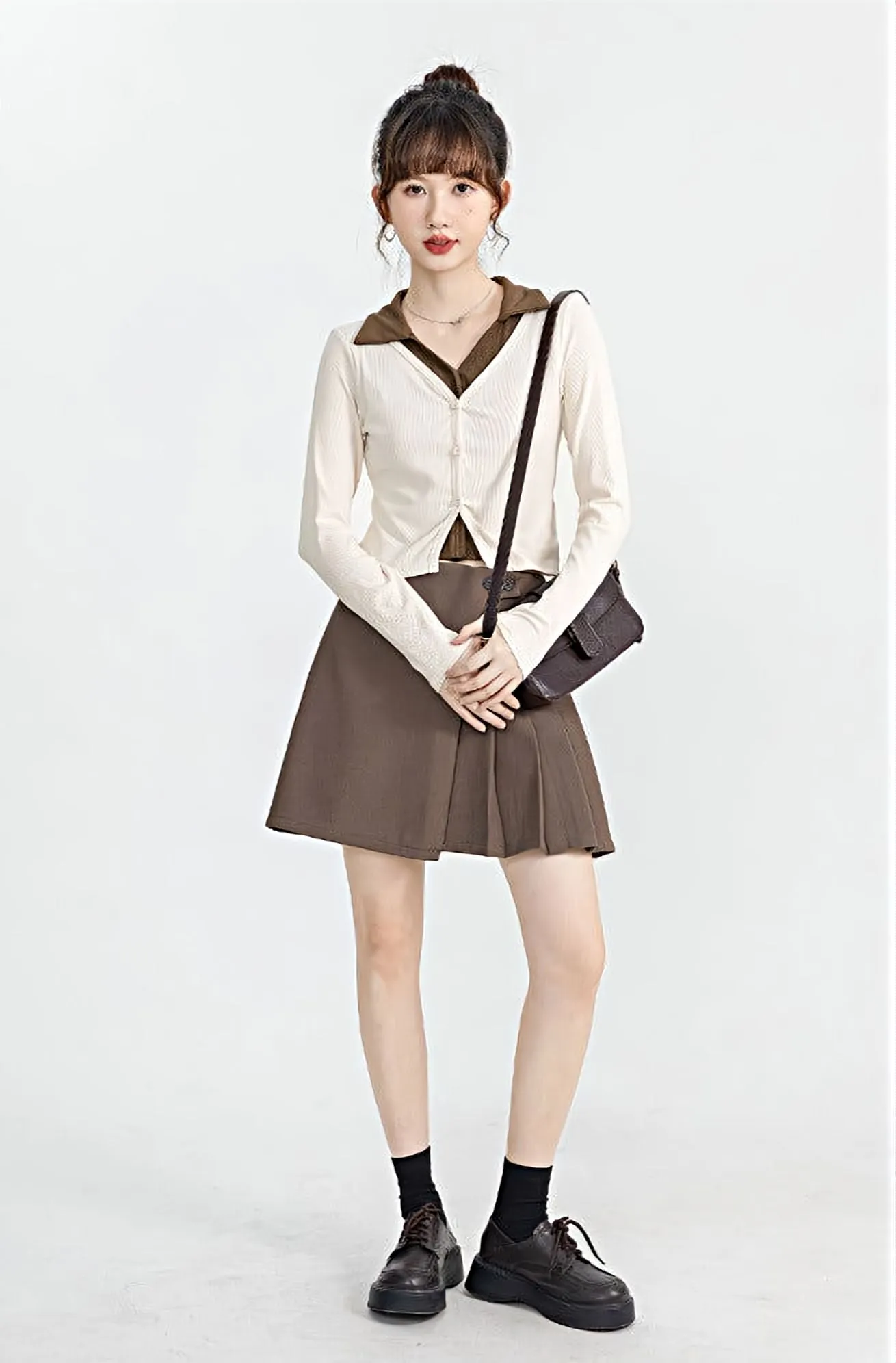Mock Two-Piece Cropped Cardigan