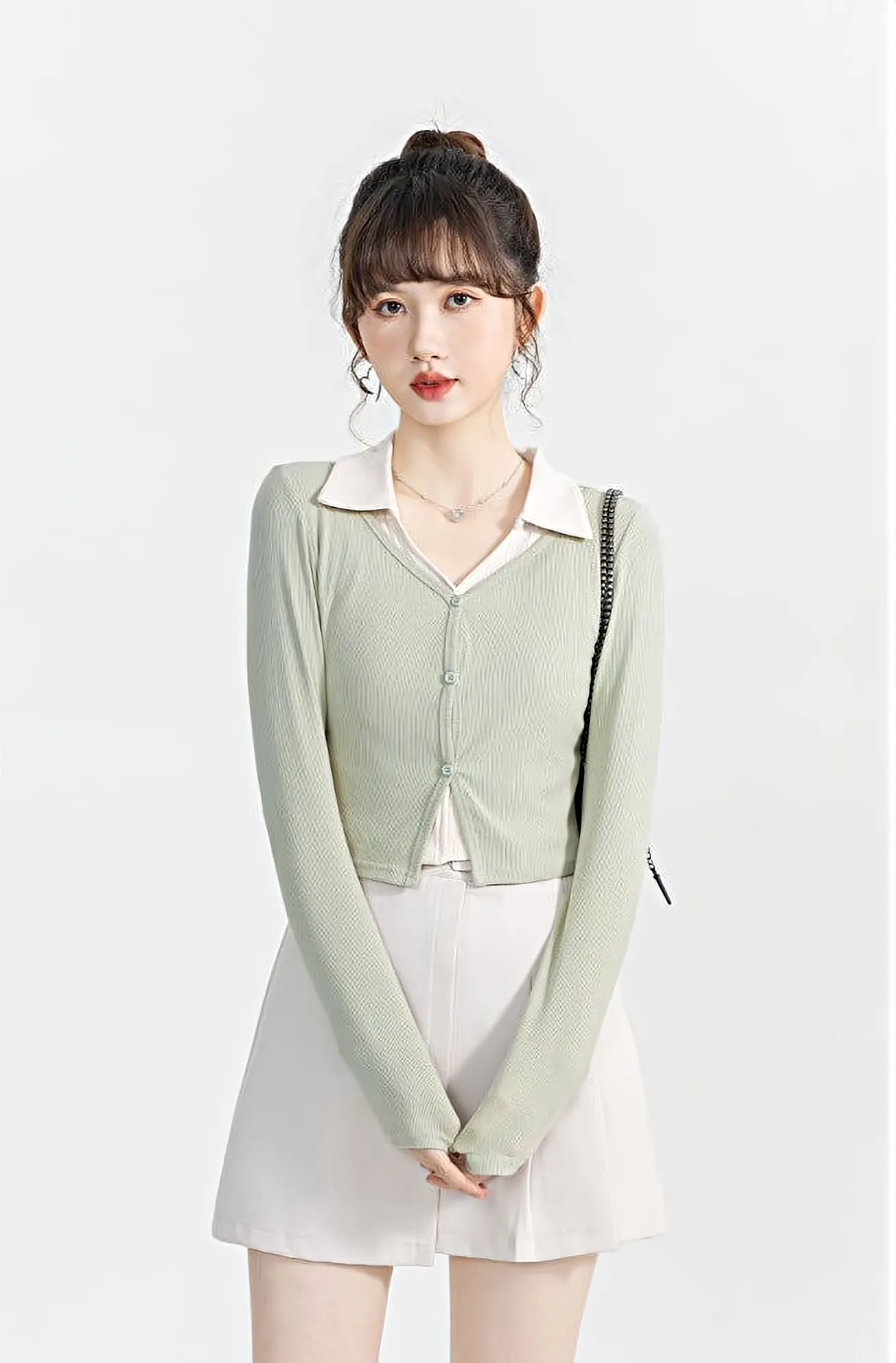 Mock Two-Piece Cropped Cardigan