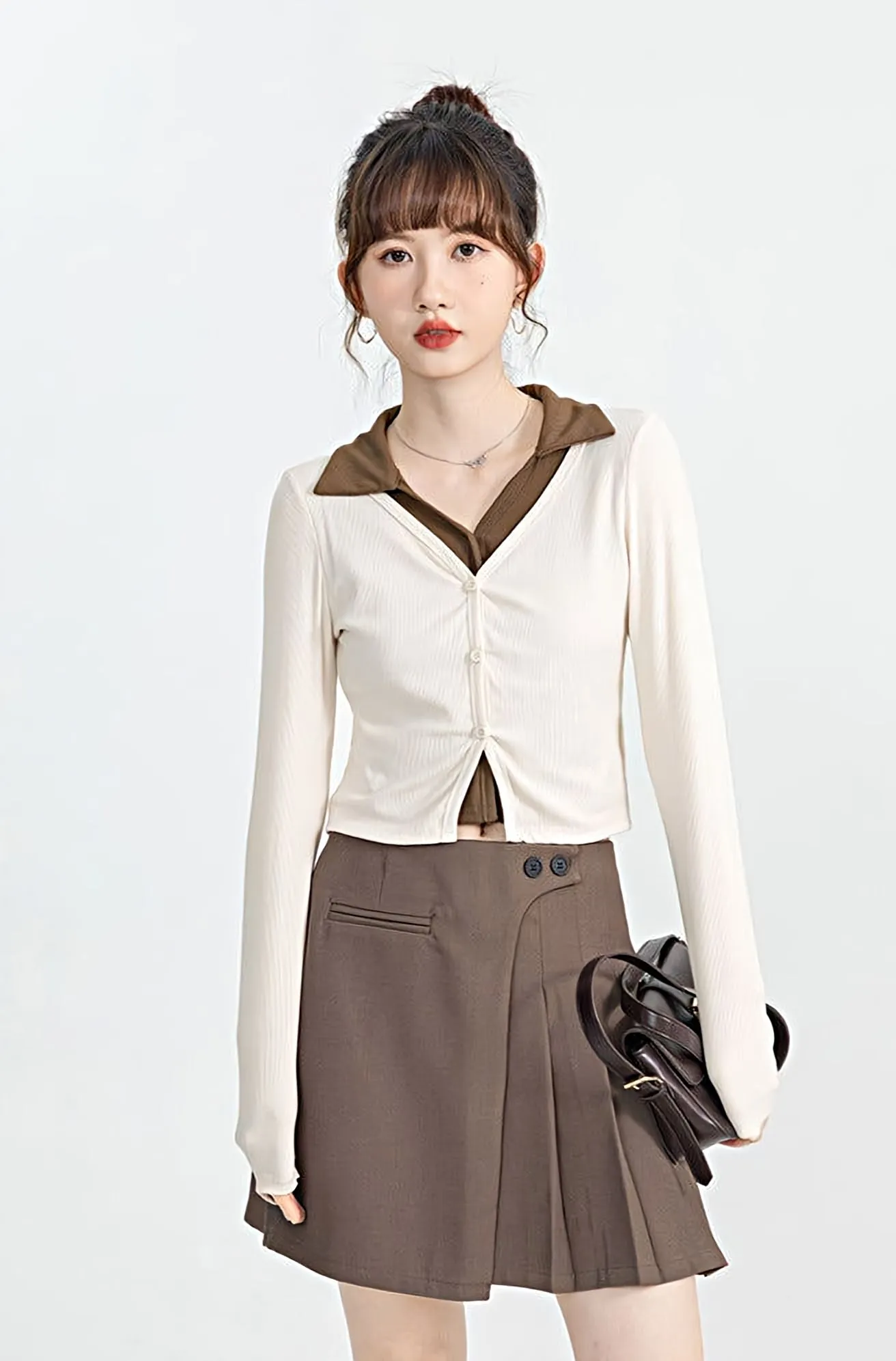 Mock Two-Piece Cropped Cardigan