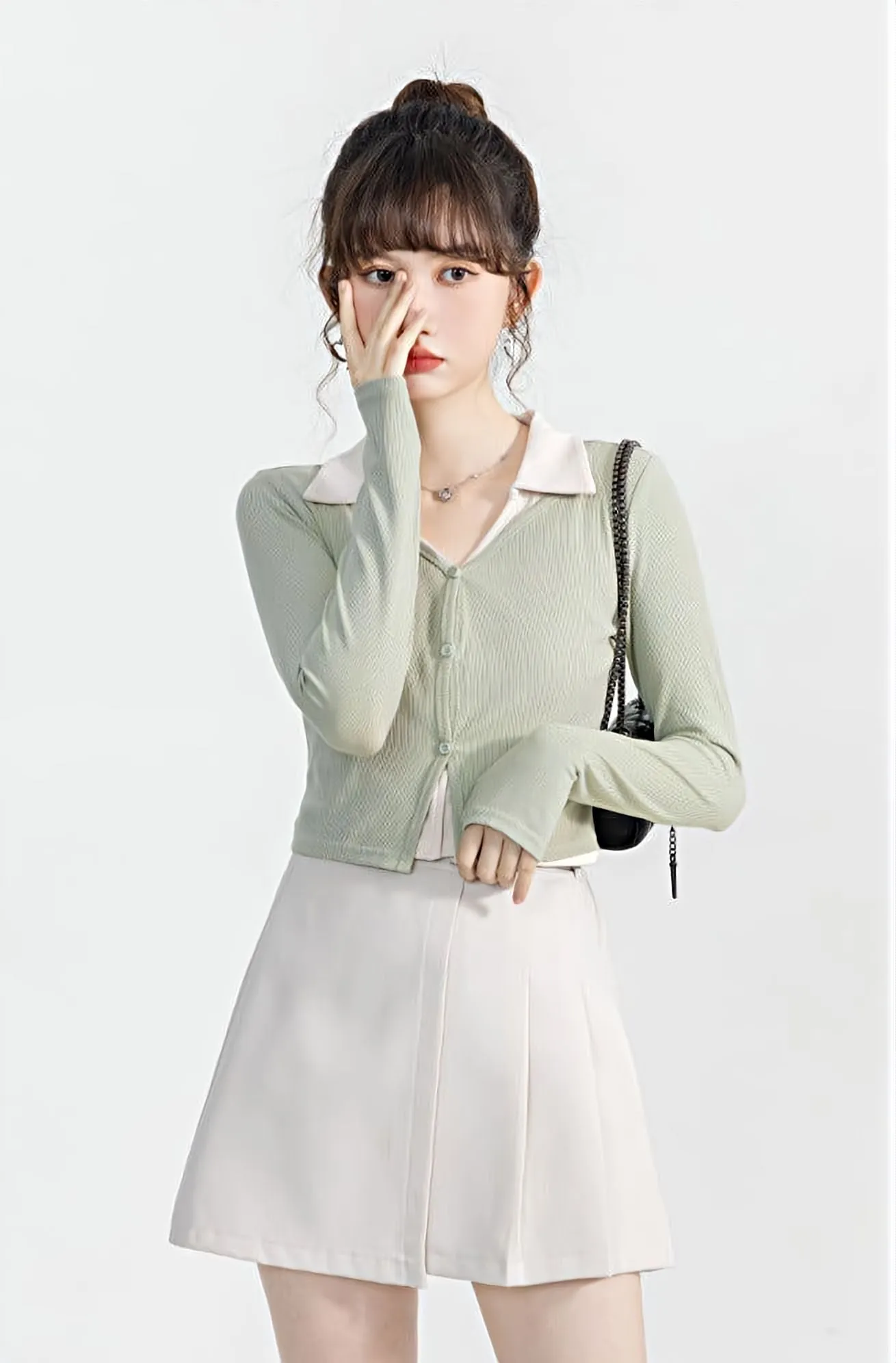 Mock Two-Piece Cropped Cardigan