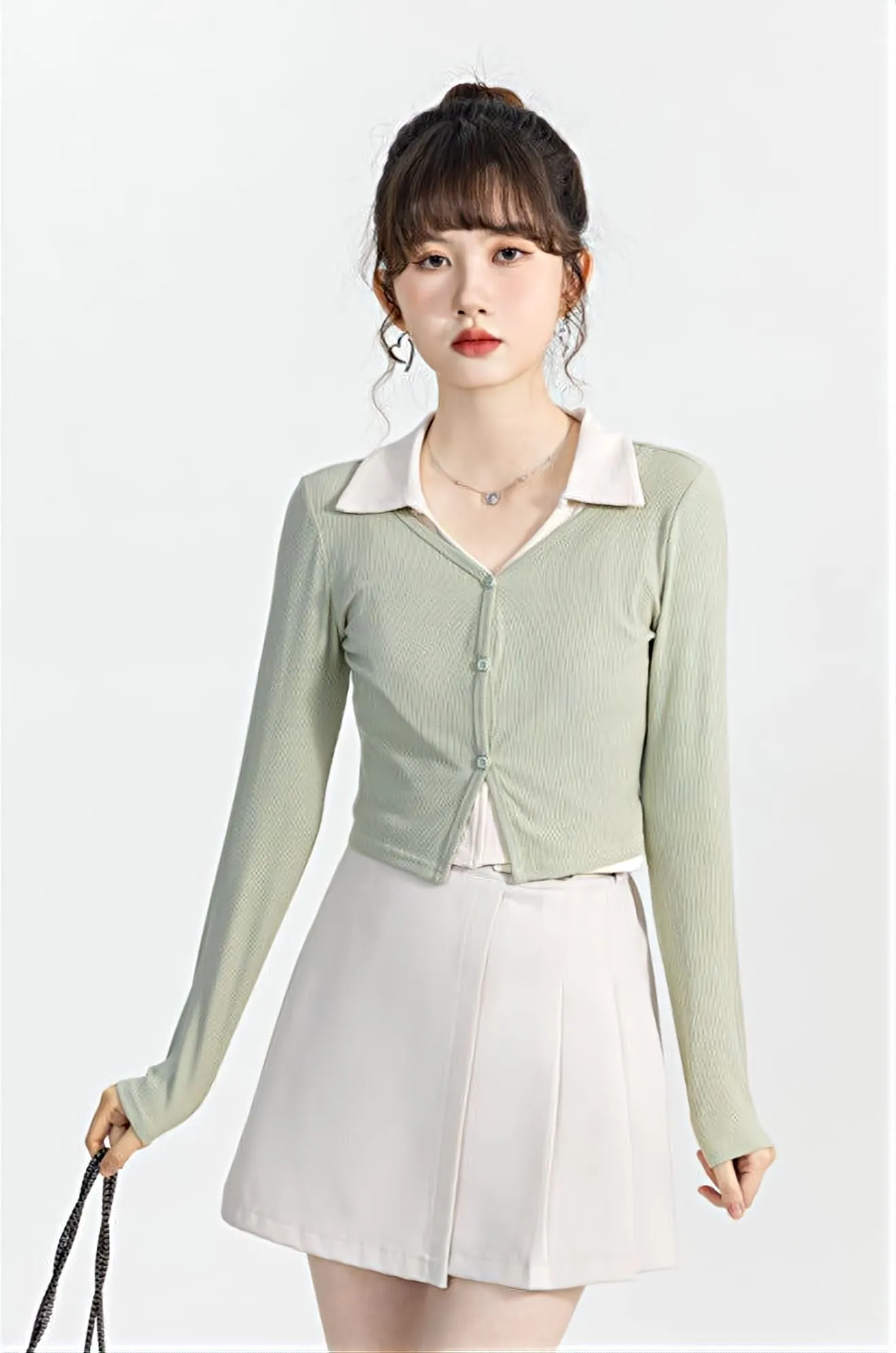 Mock Two-Piece Cropped Cardigan