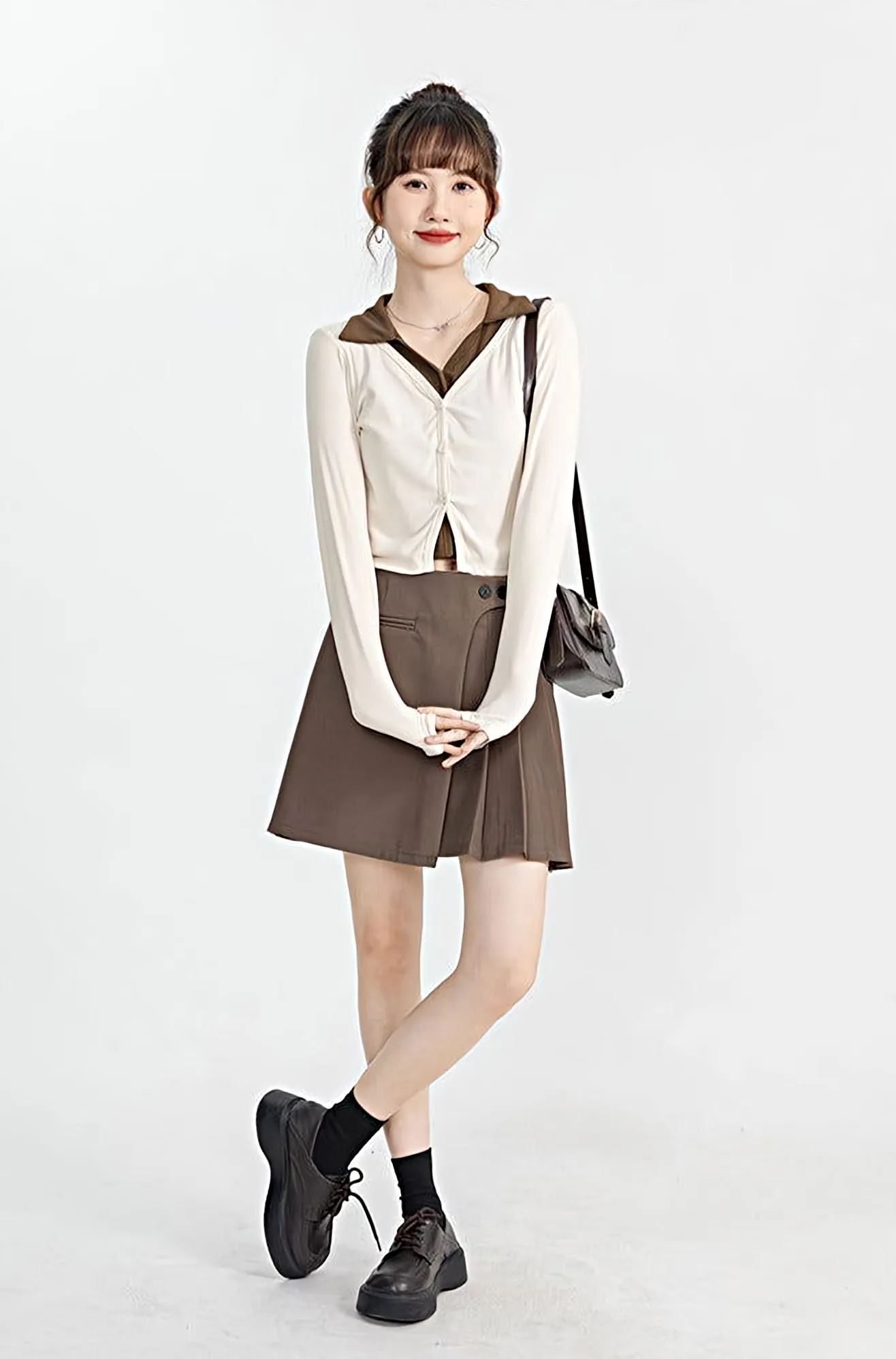 Mock Two-Piece Cropped Cardigan