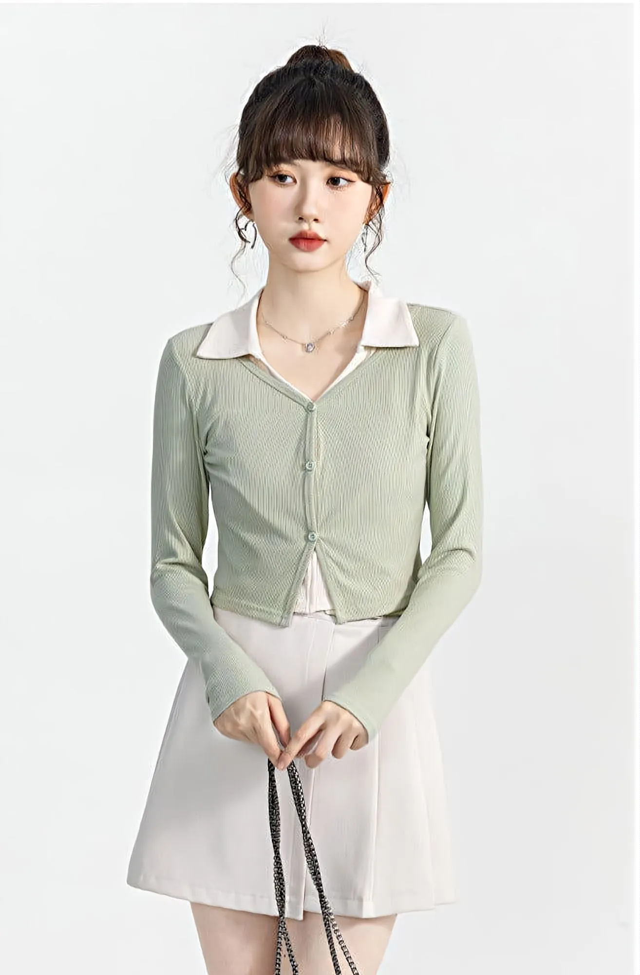 Mock Two-Piece Cropped Cardigan
