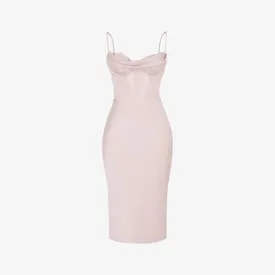 Myrna satin midi dress with corset House Of Cb, color crystal