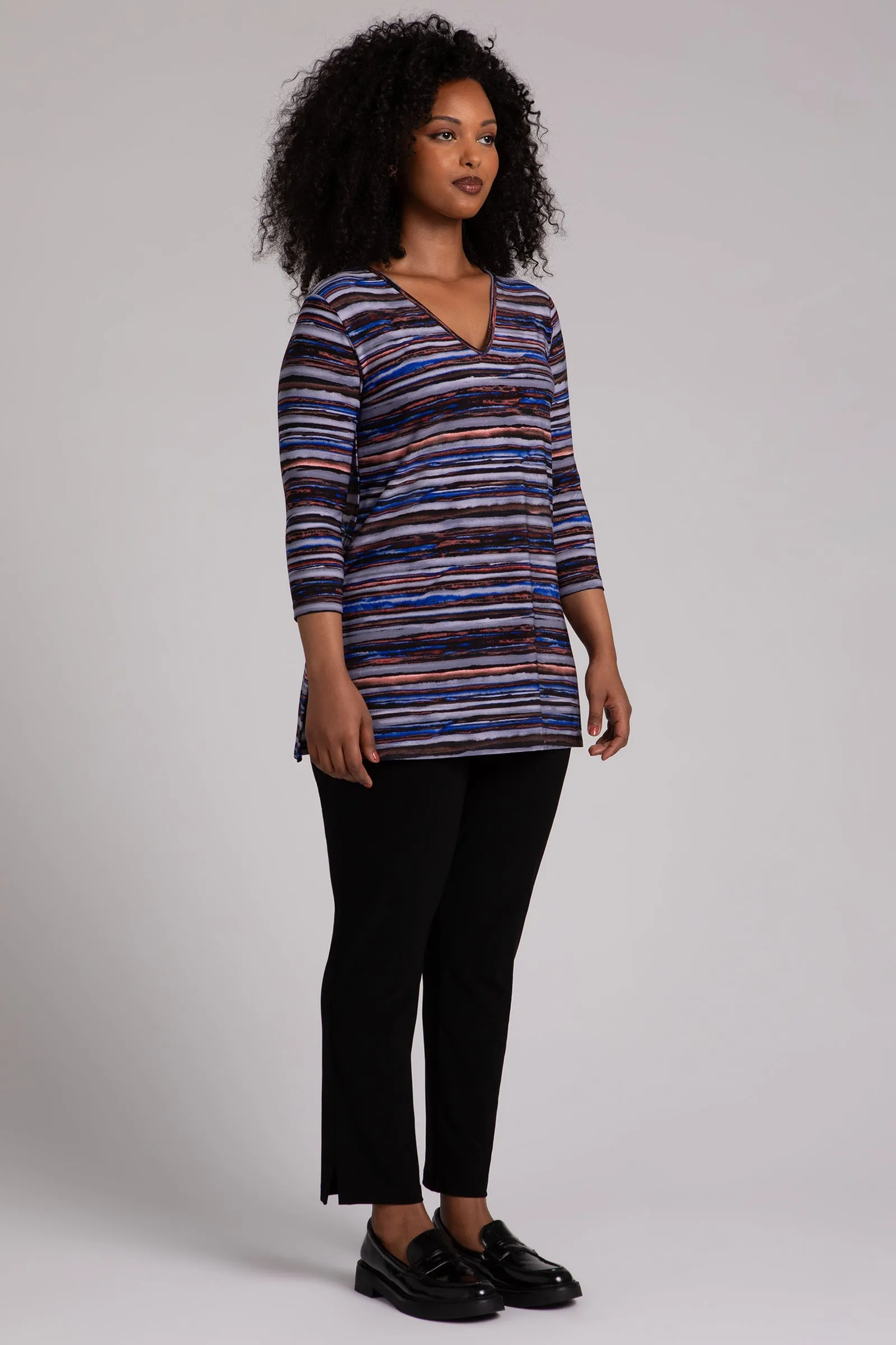 Nu Ideal V-Neck Tunic Plus | Elemental Stripes