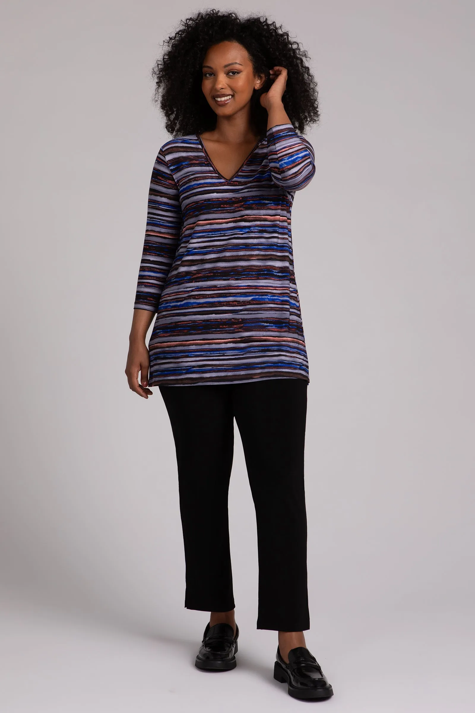 Nu Ideal V-Neck Tunic Plus | Elemental Stripes