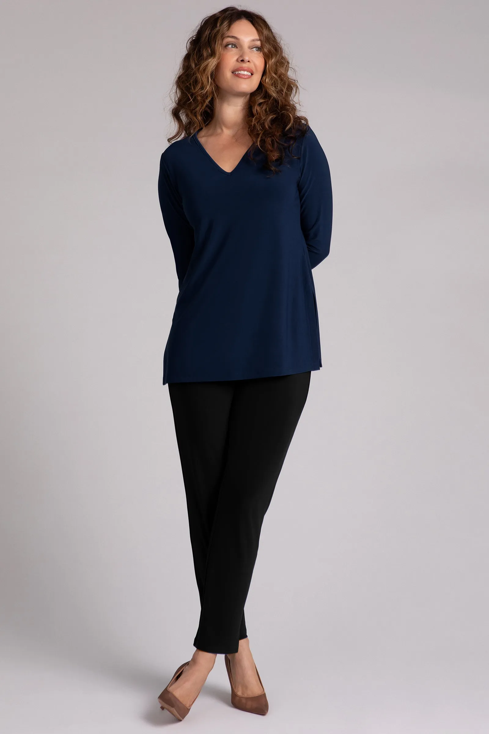 Nu Ideal V-Neck Tunic Plus | Navy
