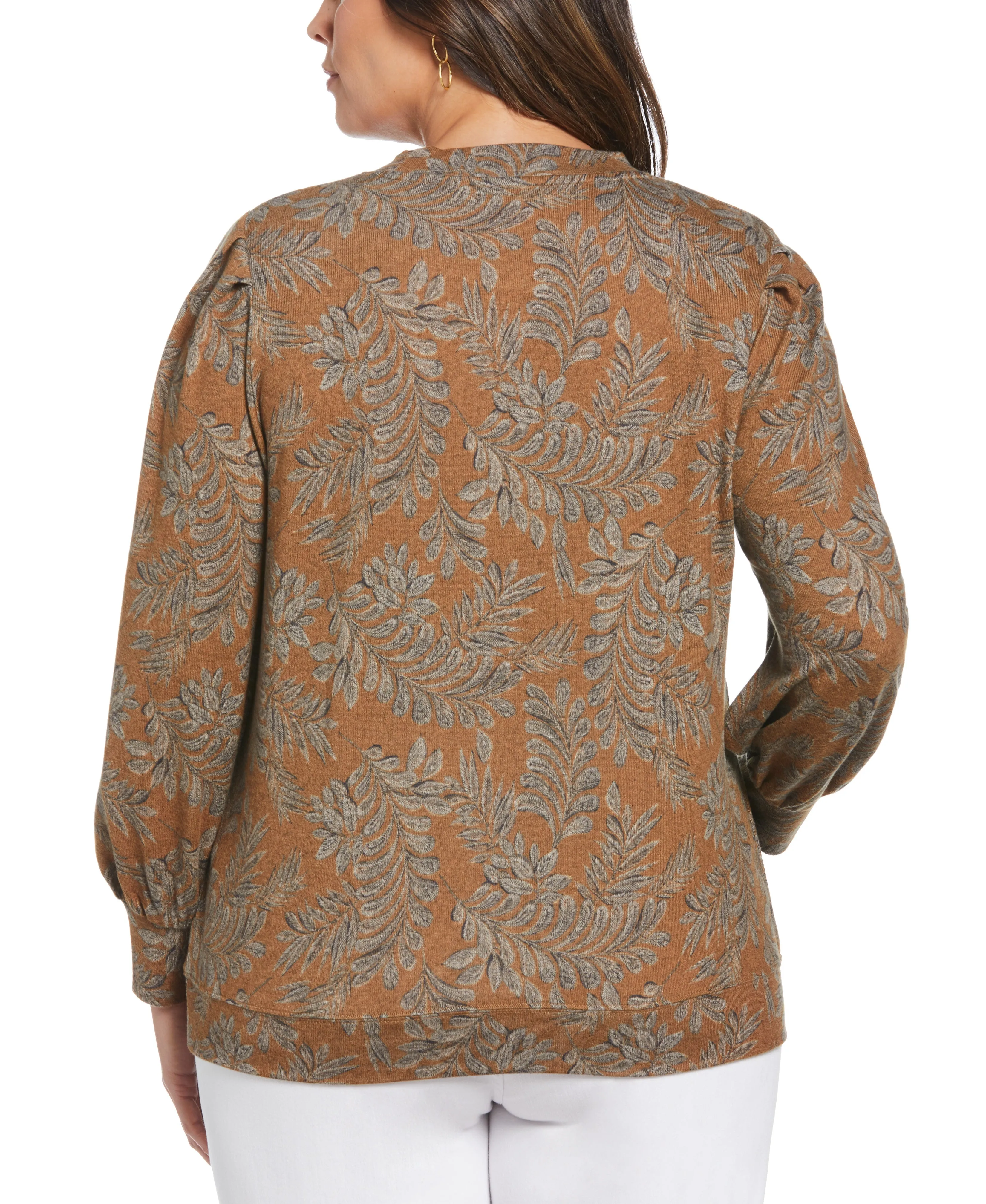 Plus Size Pleat Sleeve Knit Shirt