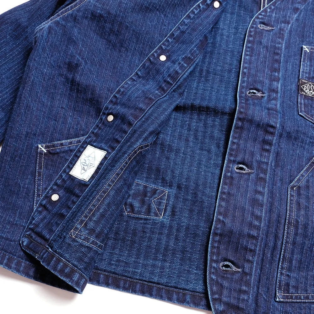 POST O'ALLS - Stoker's Jacket - Herringbone Denim Double Indigo - 1104-HBI
