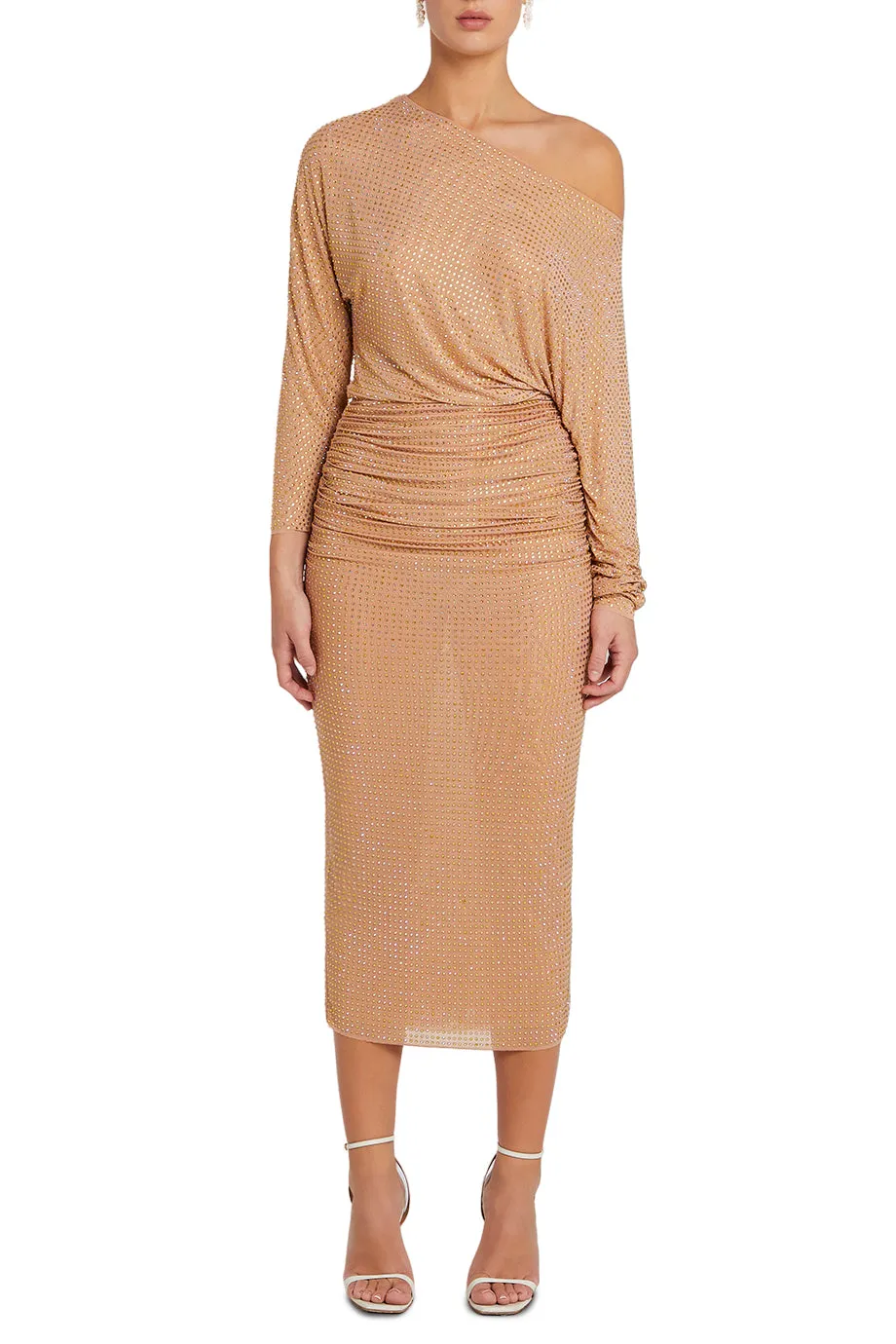 RHINESTONE MESH MIDI DRESS