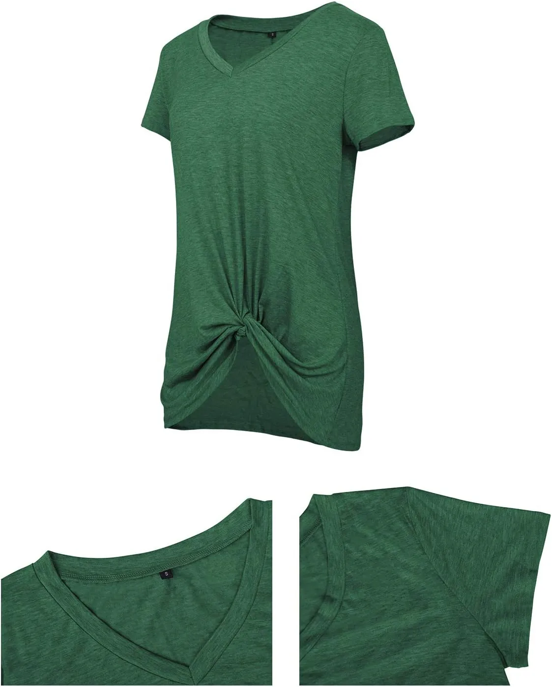 SHIBEVER Women's Tops Short Sleeve Twist Knotted T Shirts Summer Blouse Tunic Tops S-2XL