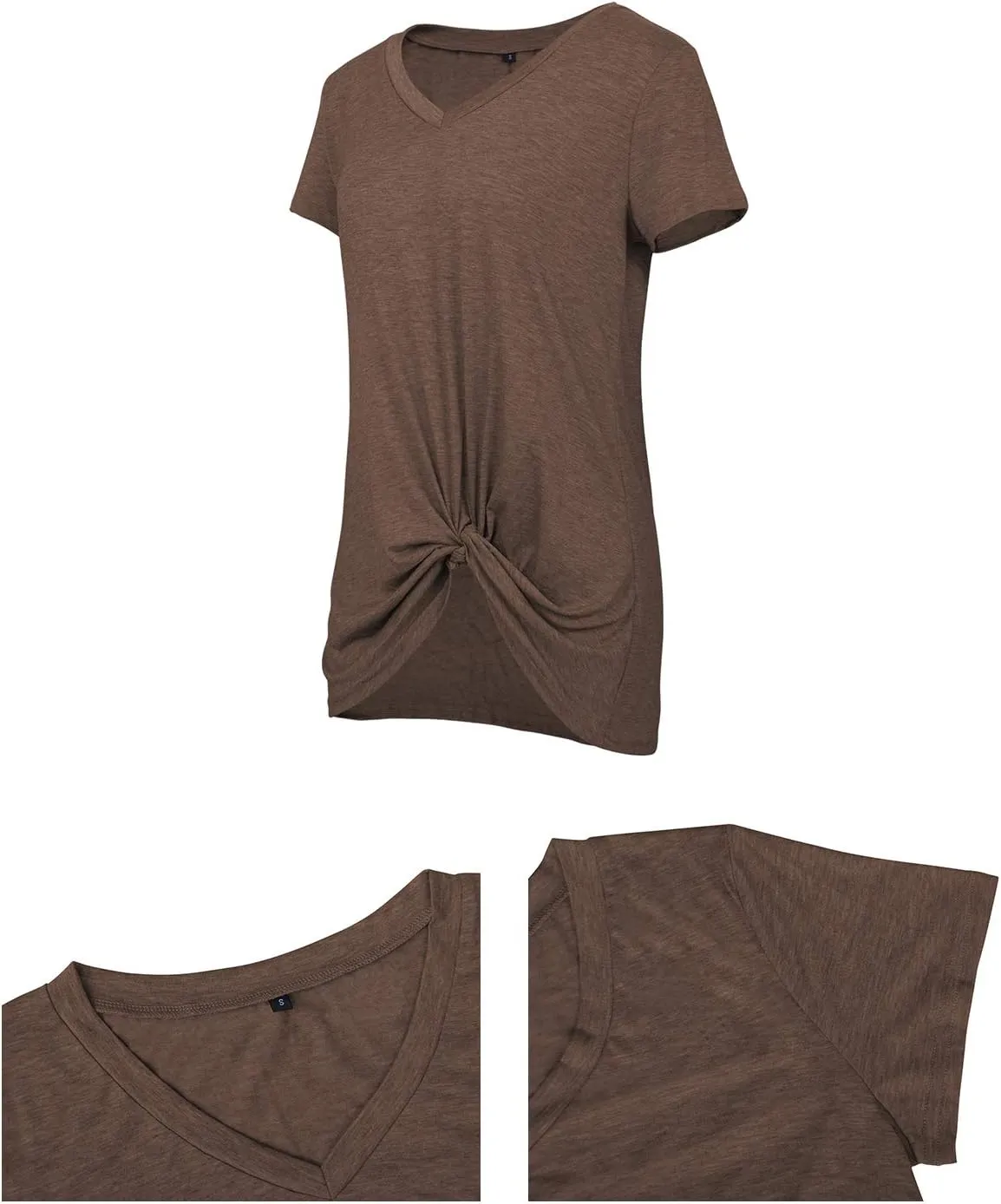 SHIBEVER Women's Tops Short Sleeve Twist Knotted T Shirts Summer Blouse Tunic Tops S-2XL