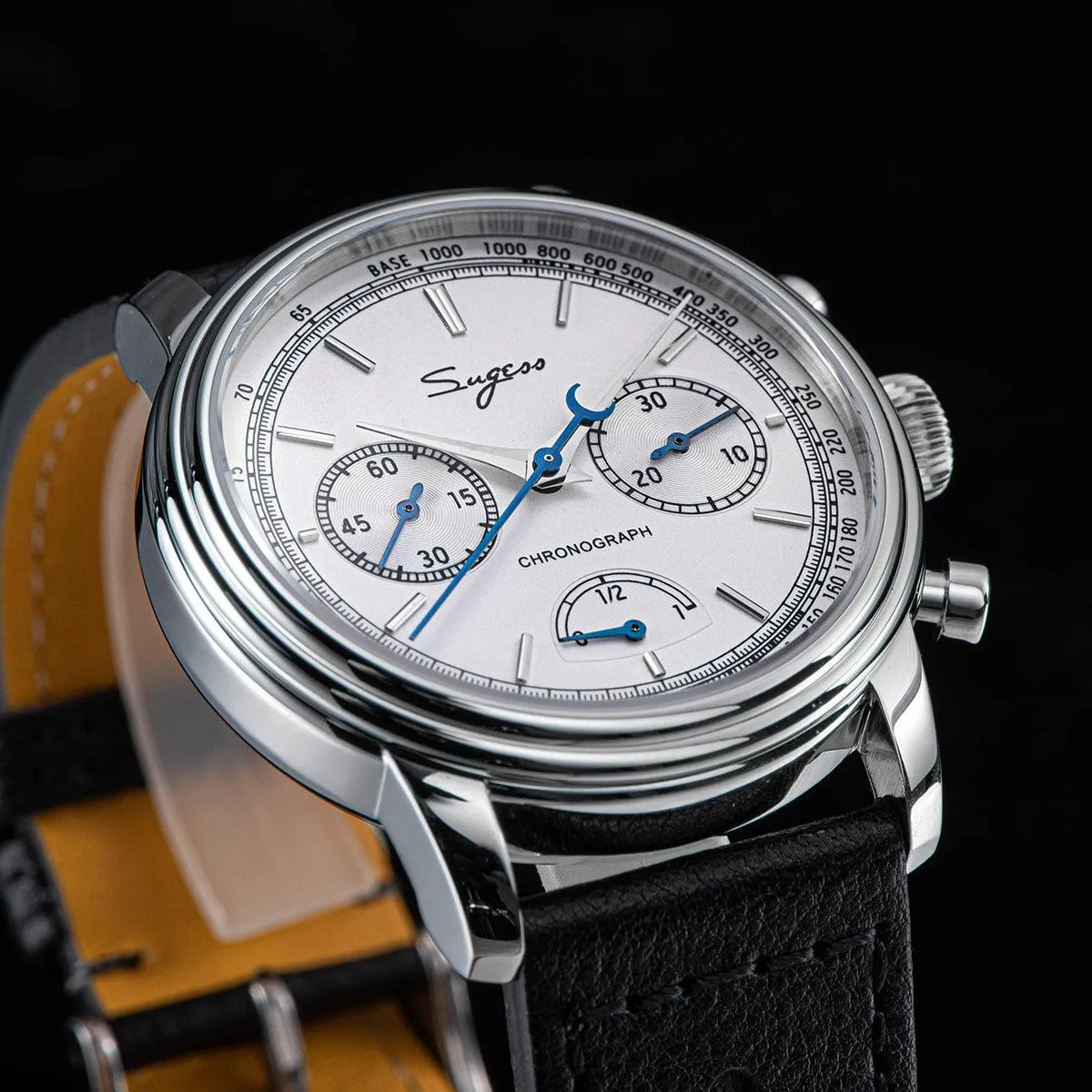 Sugess ST1906 White Dial Multi-Function Mechanical Power Reserve Seagull Movement Men's Watch