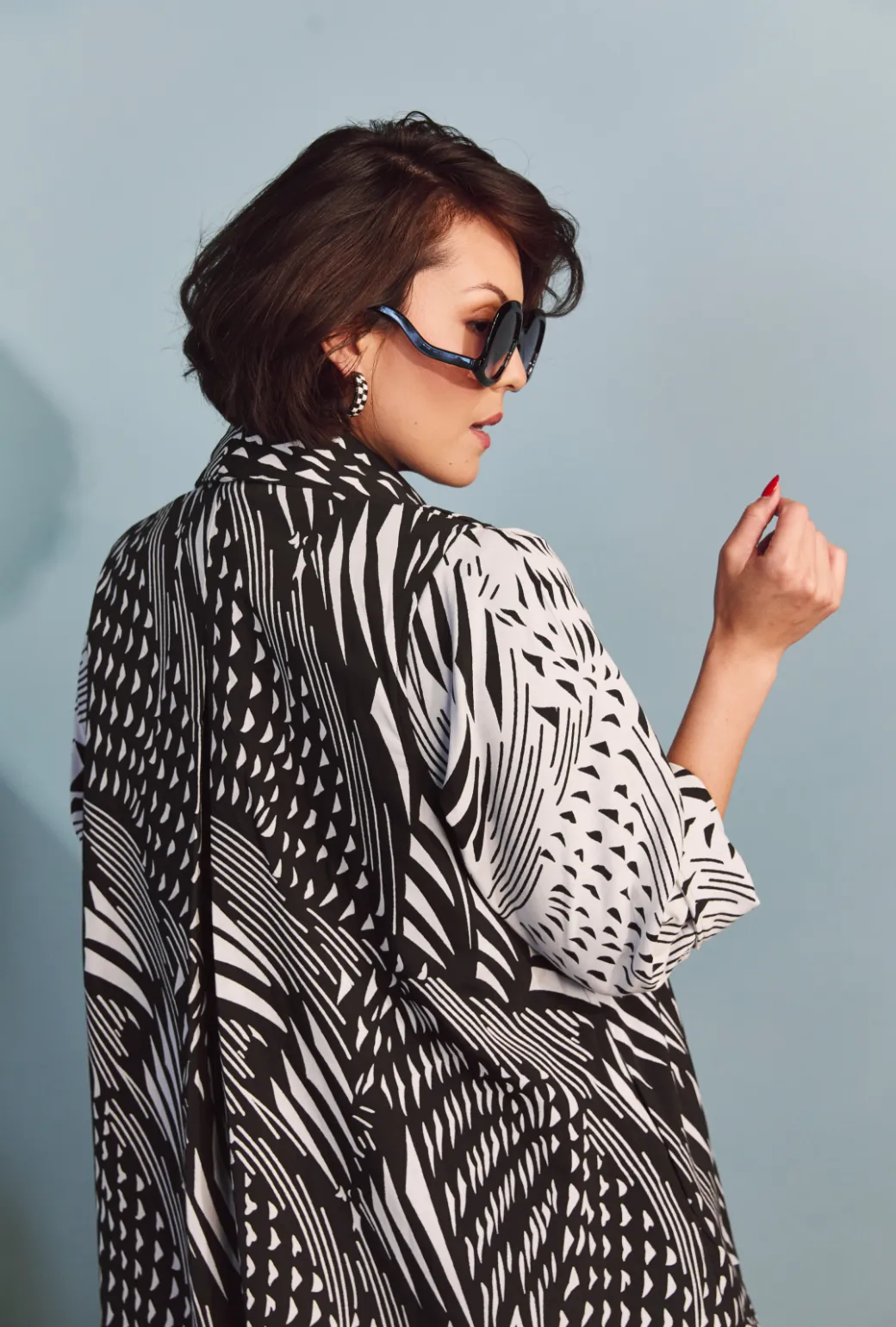 Swing Coat - Black Abstract