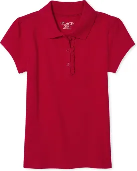 The Children's Place Girls' Short Sleeve Ruffle Pique Polo