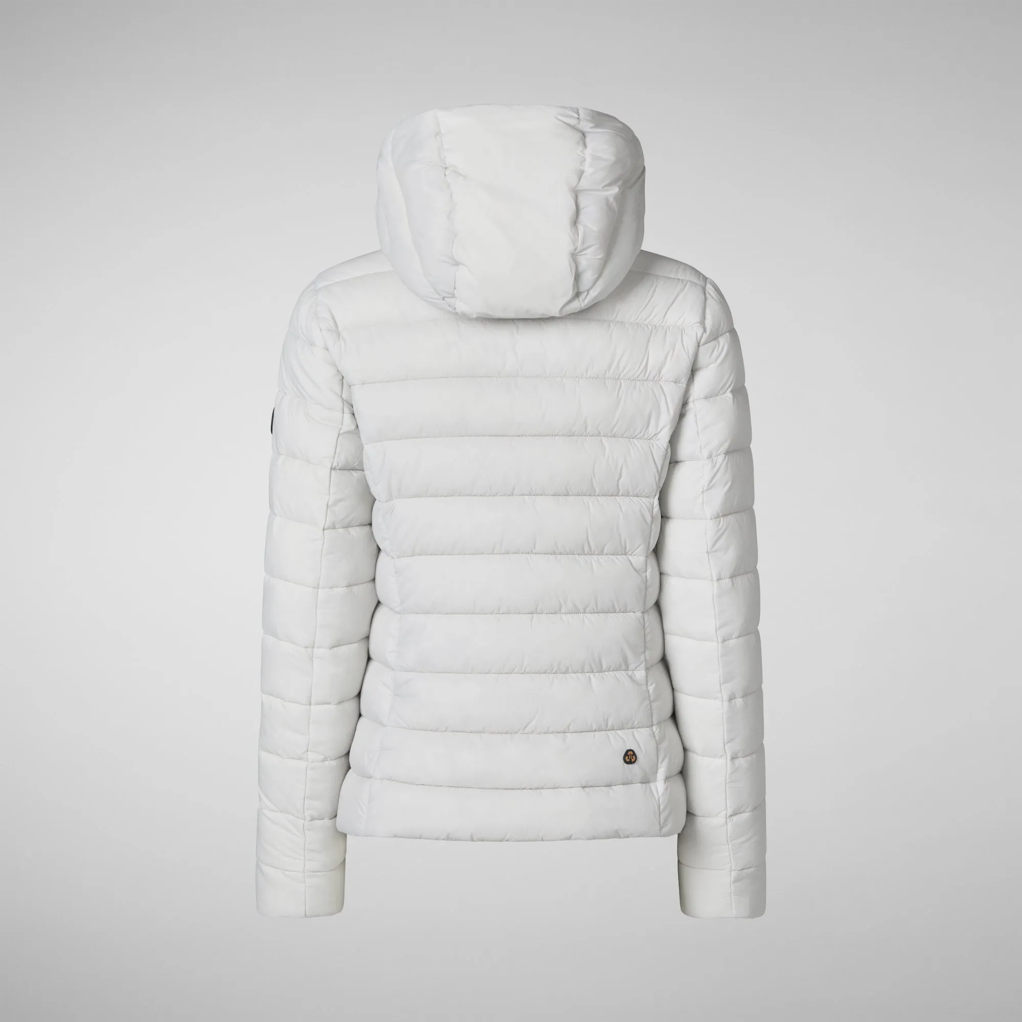 Woman's animal free hooded puffer jacket Amelie in fog grey