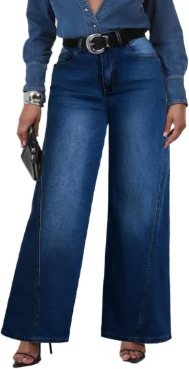 Women's Wide Leg Jeans High Waist Baggy Denim Pants