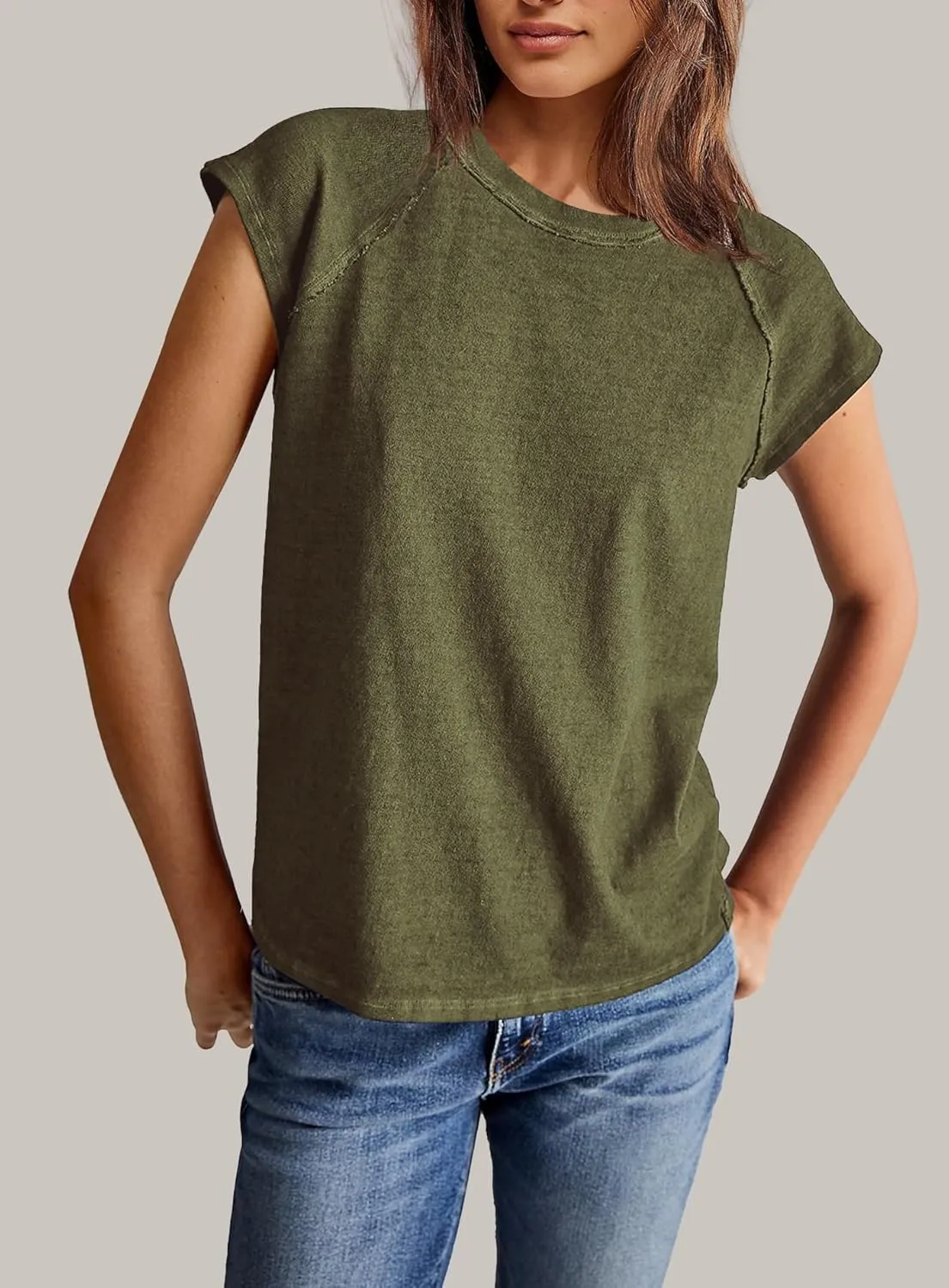 Yanekop Womens Short Sleeve Shirts Crewneck T Shirts Basic Tees Casual Summer Tops Cap Sleeve Tops Trendy Shirts