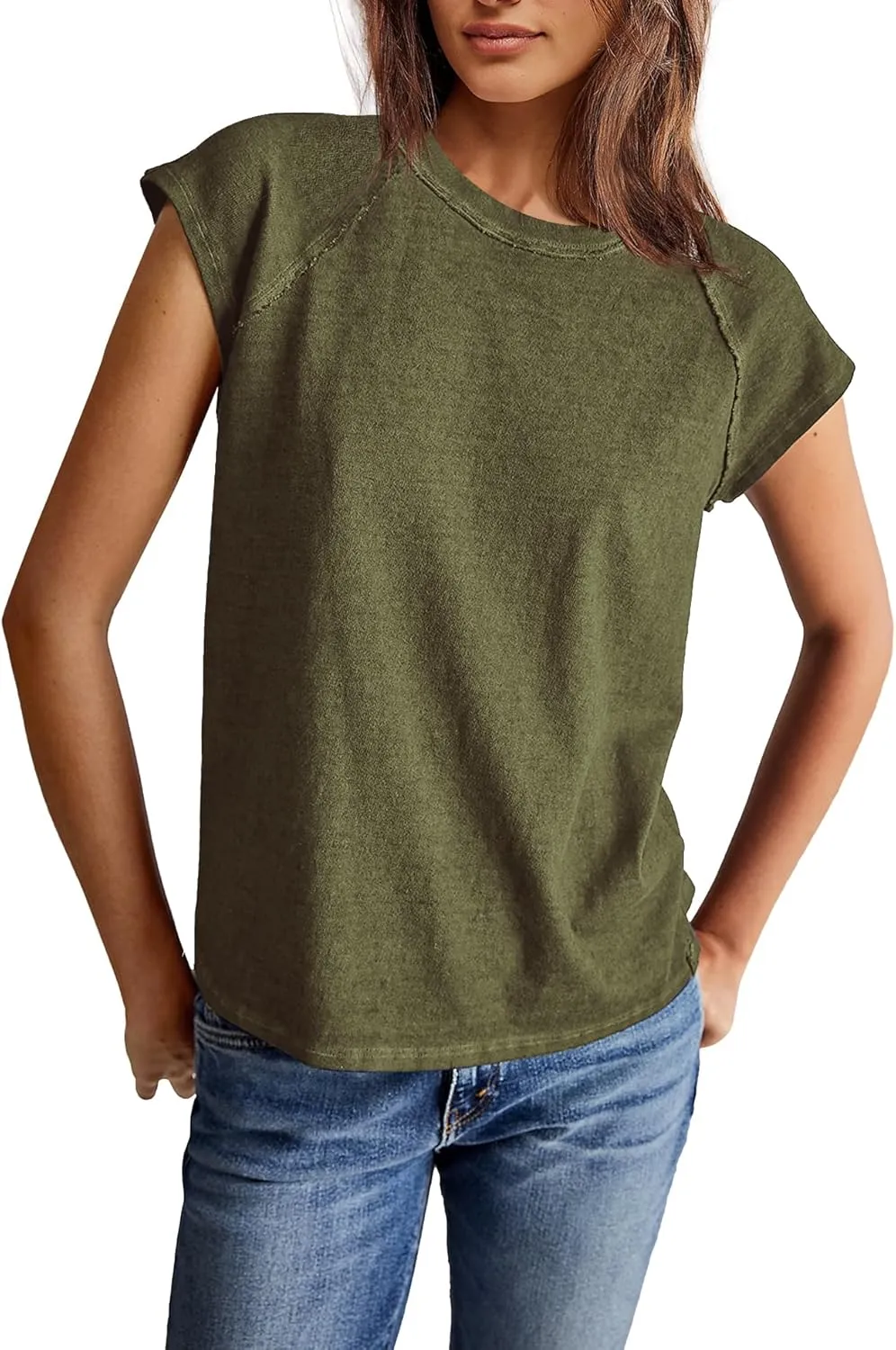 Yanekop Womens Short Sleeve Shirts Crewneck T Shirts Basic Tees Casual Summer Tops Cap Sleeve Tops Trendy Shirts
