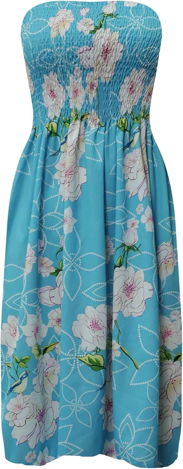 Zyyfly Womens Summer Beach Dresses Strapless Cover Ups Dress Tube Top Sundresses