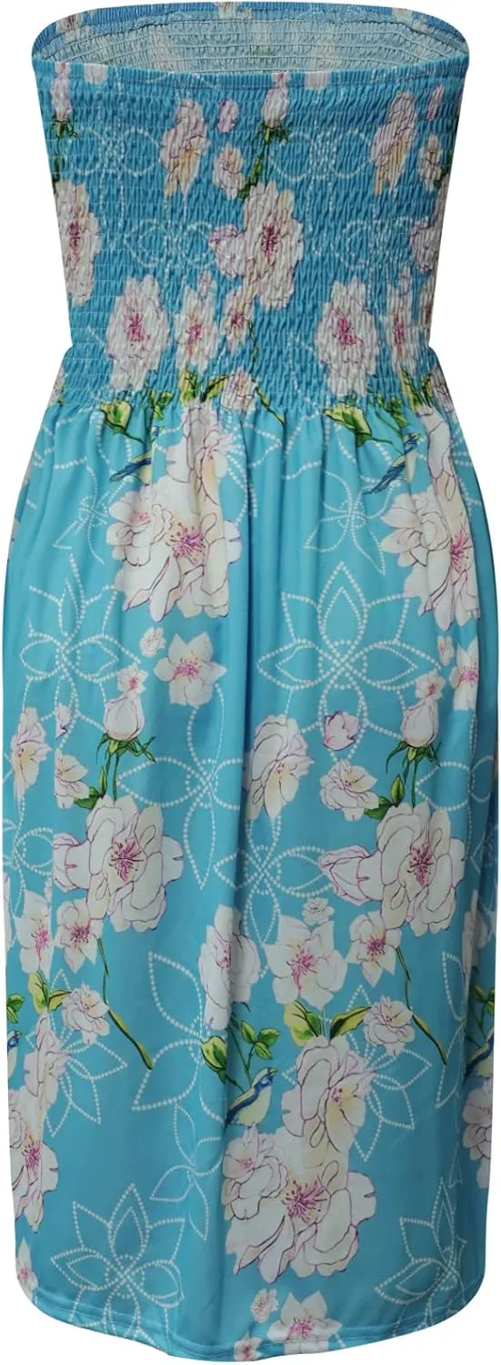 Zyyfly Womens Summer Beach Dresses Strapless Cover Ups Dress Tube Top Sundresses
