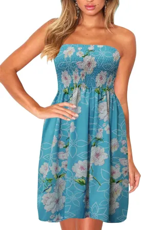 Zyyfly Womens Summer Beach Dresses Strapless Cover Ups Dress Tube Top Sundresses